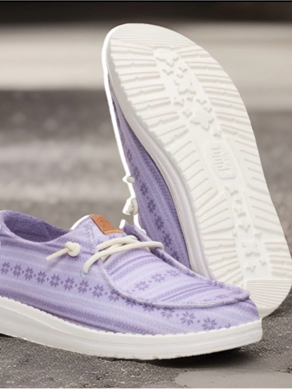 💜 Hey Dude Lavender Patterned Women's Slip-On Moccasins Size 7 New
